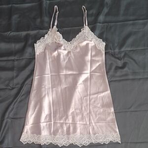 Purple Satin Lace Trim Chemise